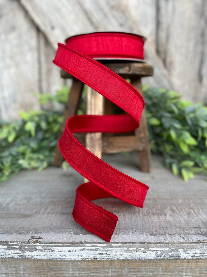 1” Red Dupion Ribbon, Farrisilk ribbon