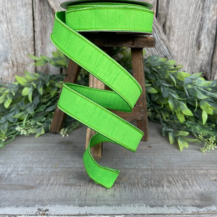 1" Green Dupion Ribbon, Farrisilk Ribbon