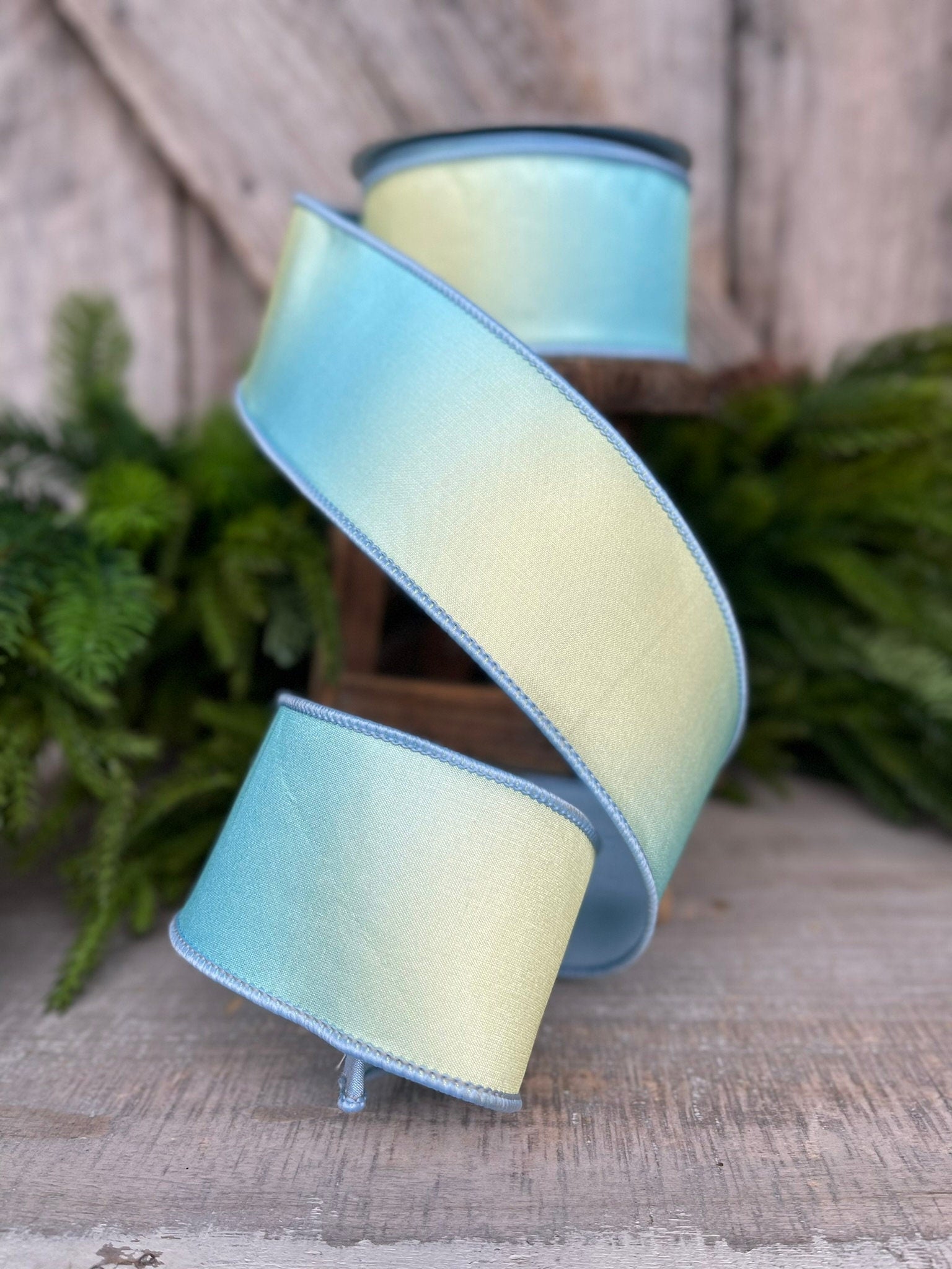 2.5" Blue Prismatic Ribbon, Farrisilk RIbbon, Blue Wired RIbbon