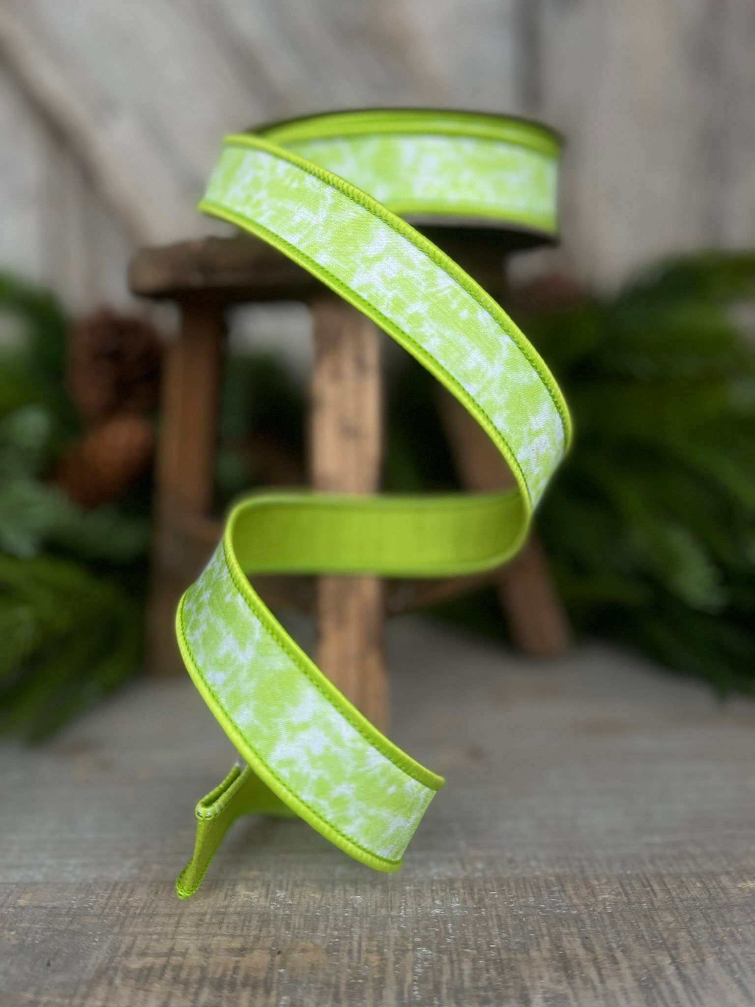 1" Green Tie Dye Ribbon, Farrisilk Ribbon