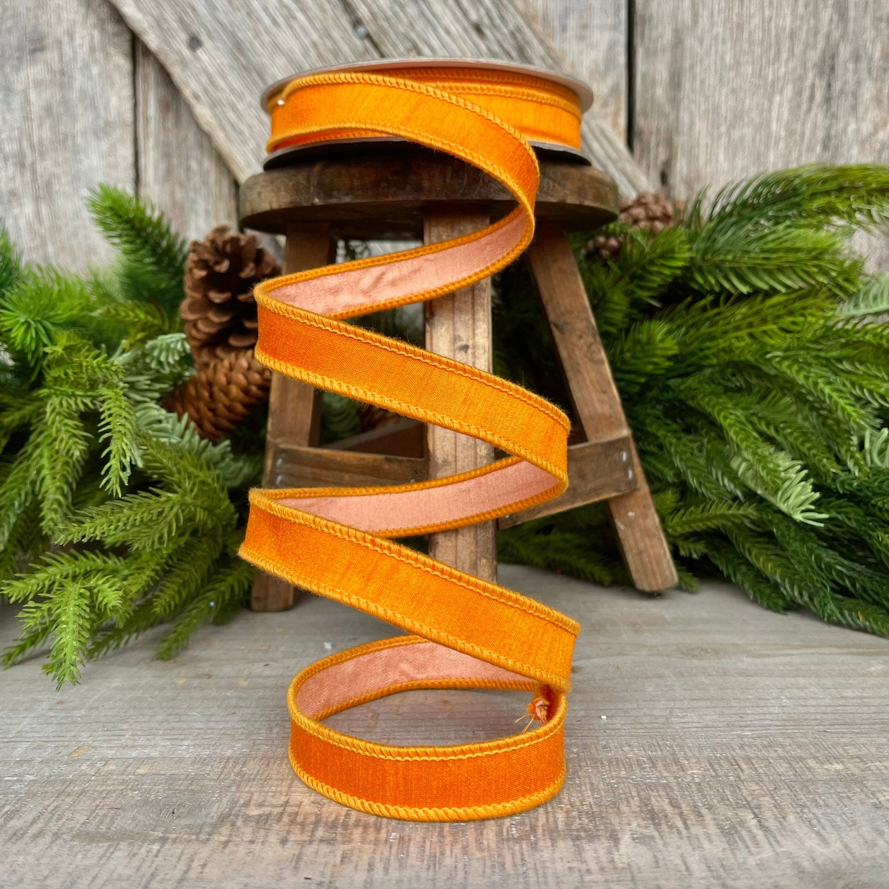 1" Orange Fusion Ribbon, Farrisilk Ribbon, Spring Summer Fall Halloween Ribbon
