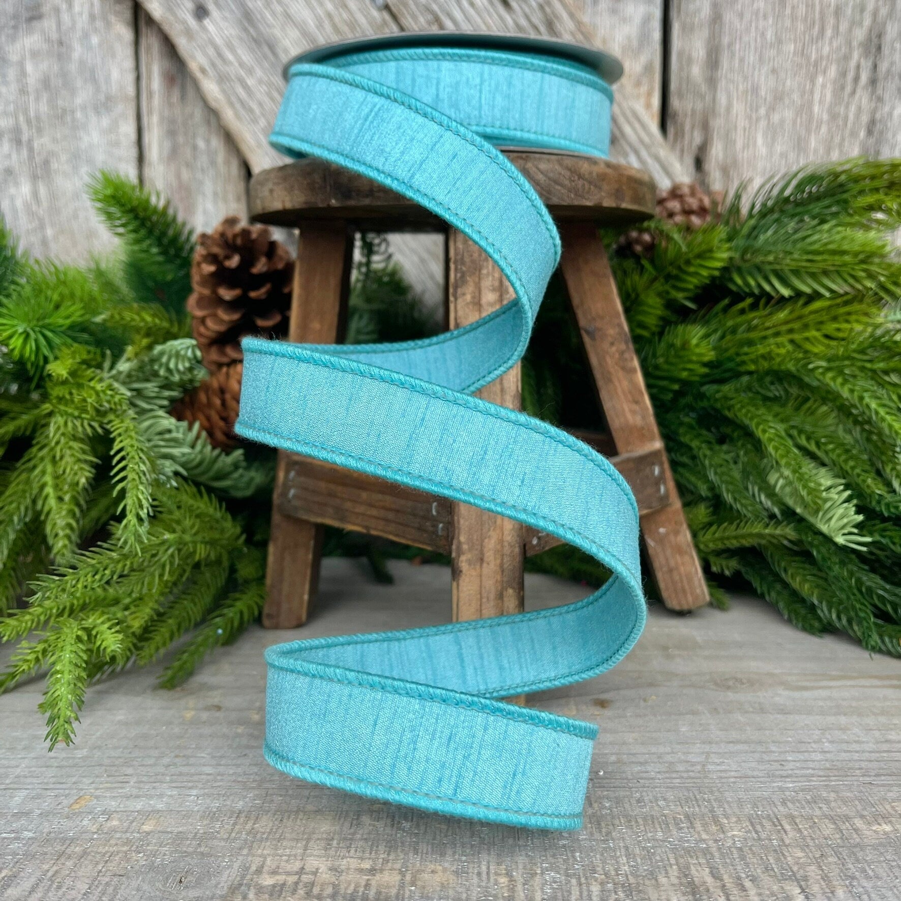 1” Light Blue Dupion Ribbon, Farrisilk ribbon