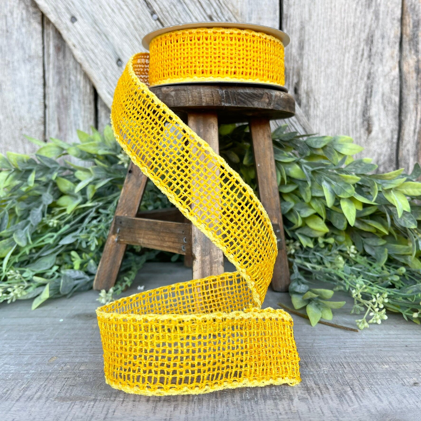 1.5" Yellow Orange Vibrant Weave Ribbon, Ribbon, Burlap Ribbon