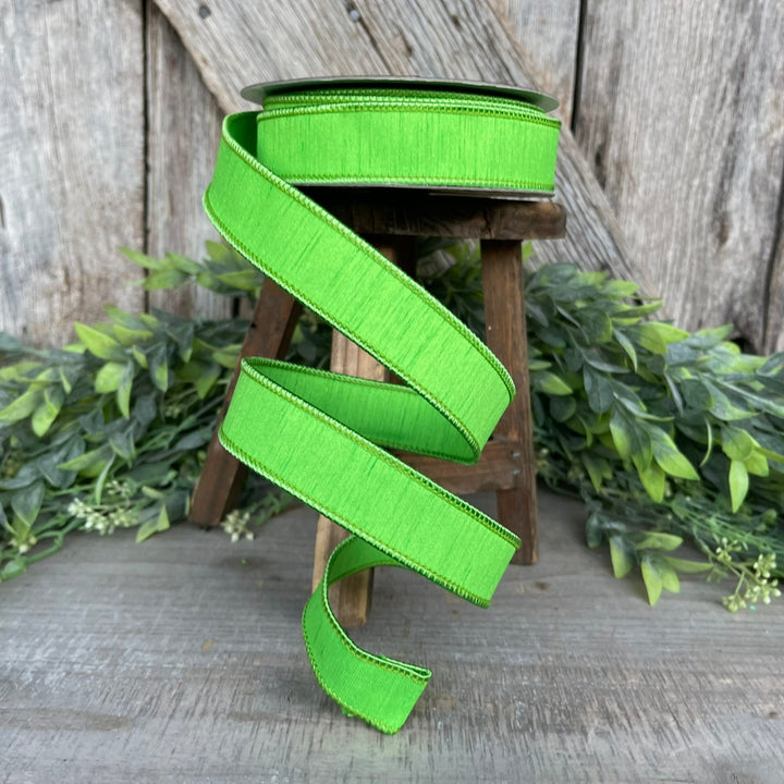 1" Green Dupion Ribbon, Farrisilk Ribbon