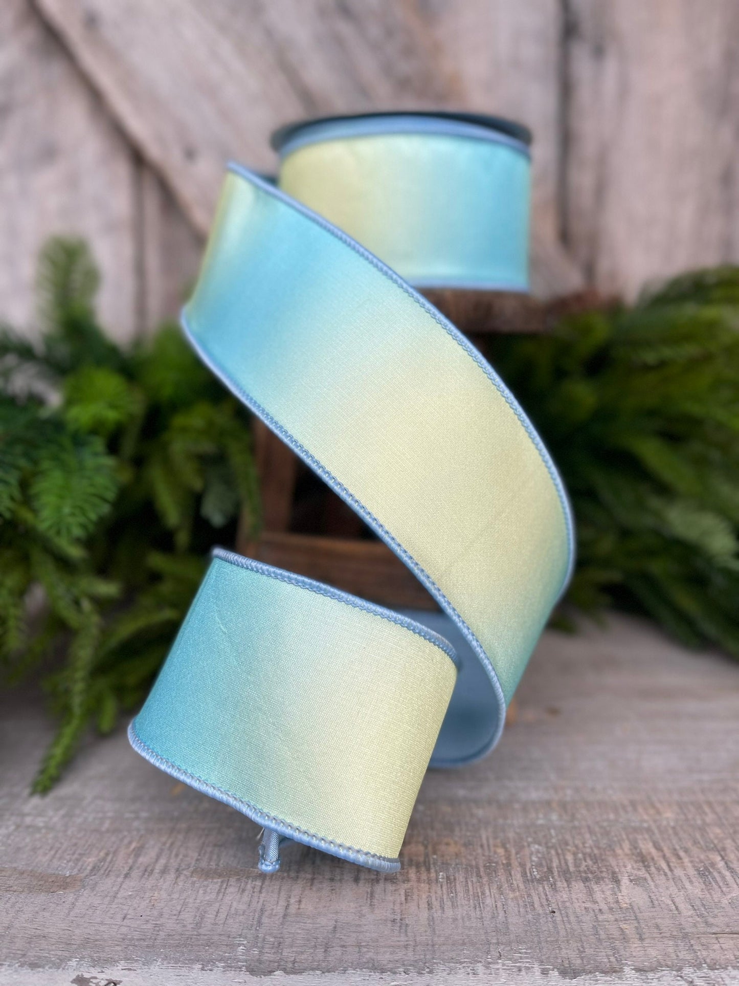 2.5" Blue Prismatic Ribbon, Farrisilk RIbbon, Blue Wired RIbbon