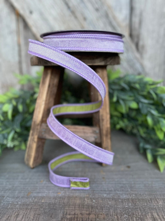 3/4” Lavender Green Ribbon, Farrisilk ribbon, wired ribbon
