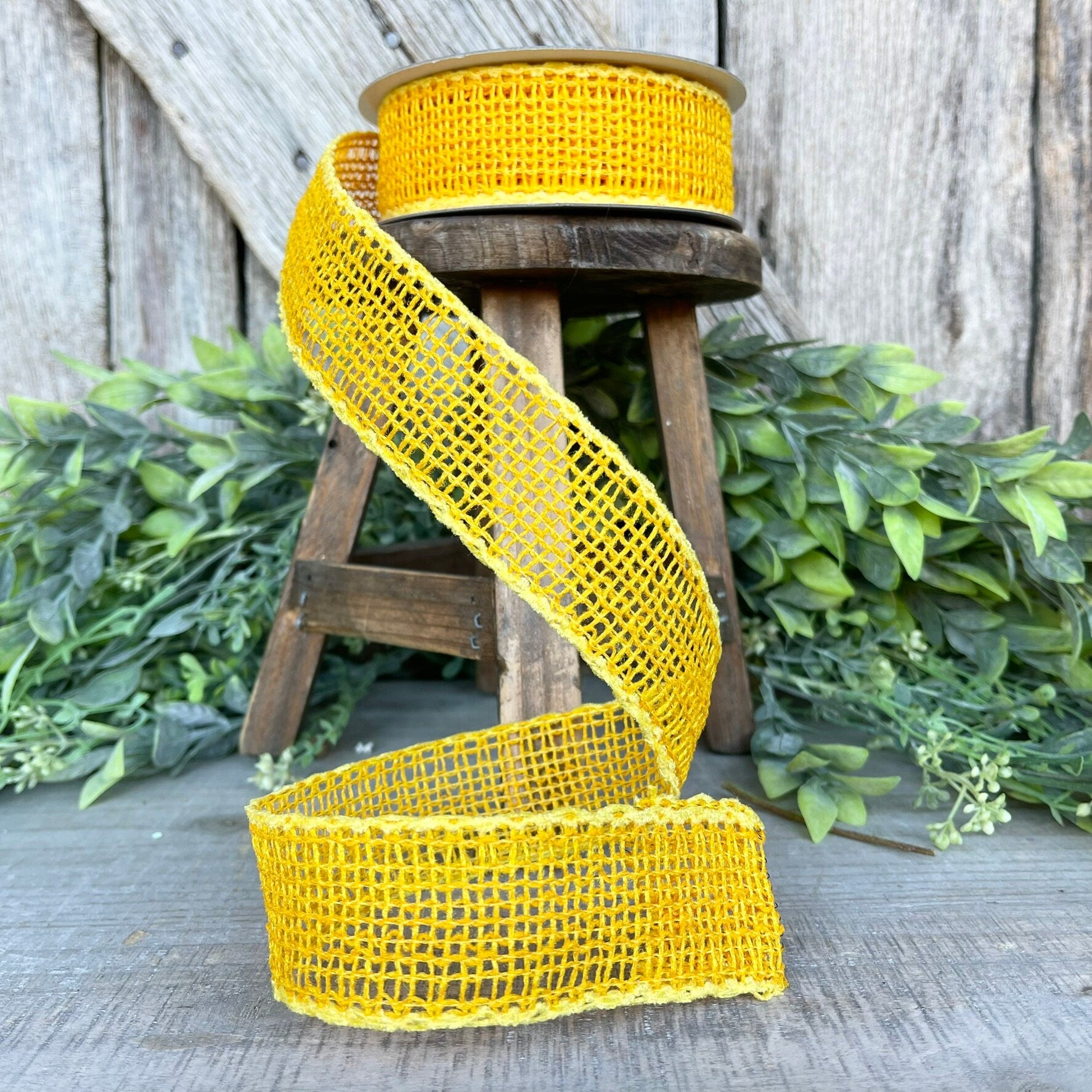 1.5" Yellow Orange Vibrant Weave Ribbon, Ribbon, Burlap Ribbon
