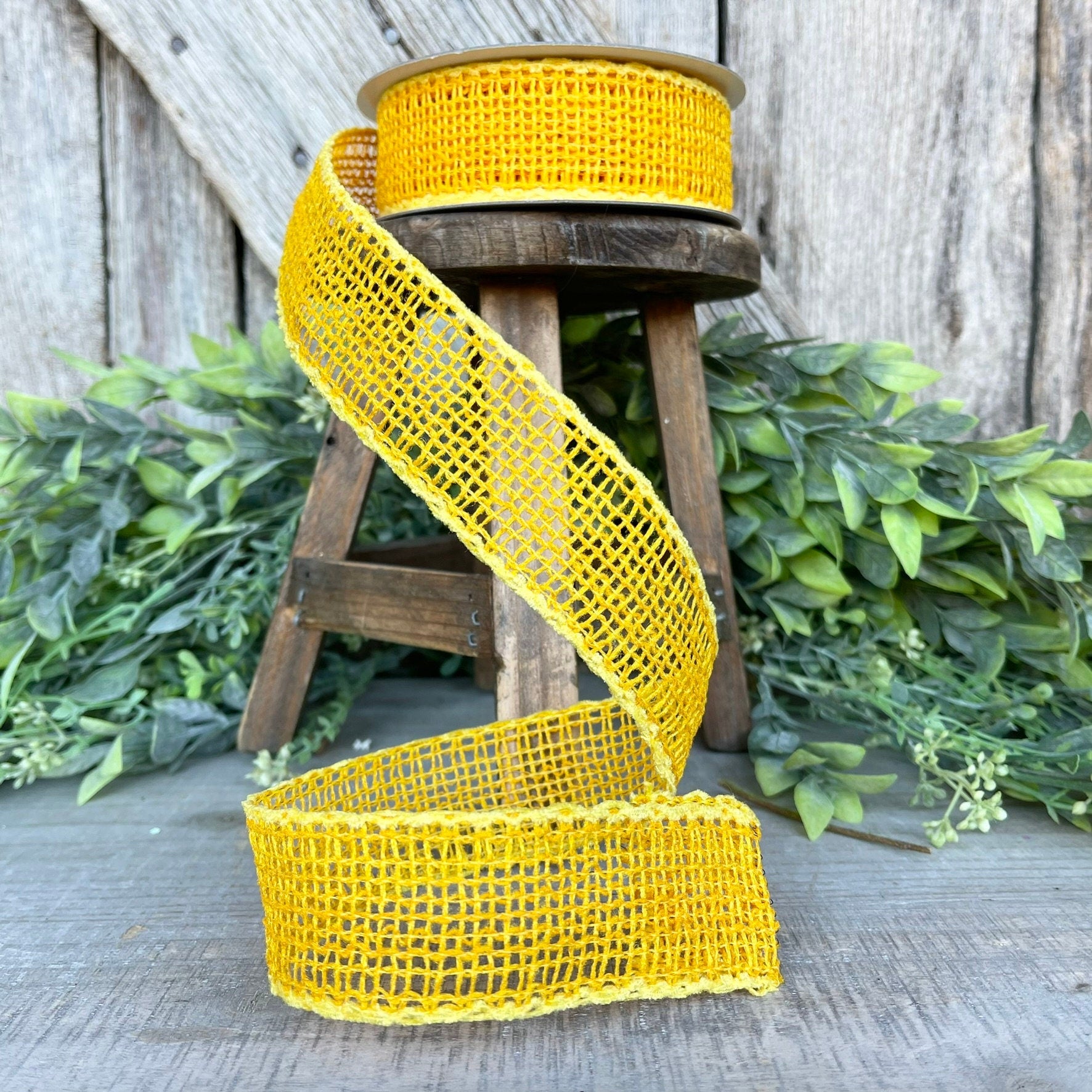 1.5" Yellow Orange Vibrant Weave Ribbon, Ribbon, Burlap Ribbon