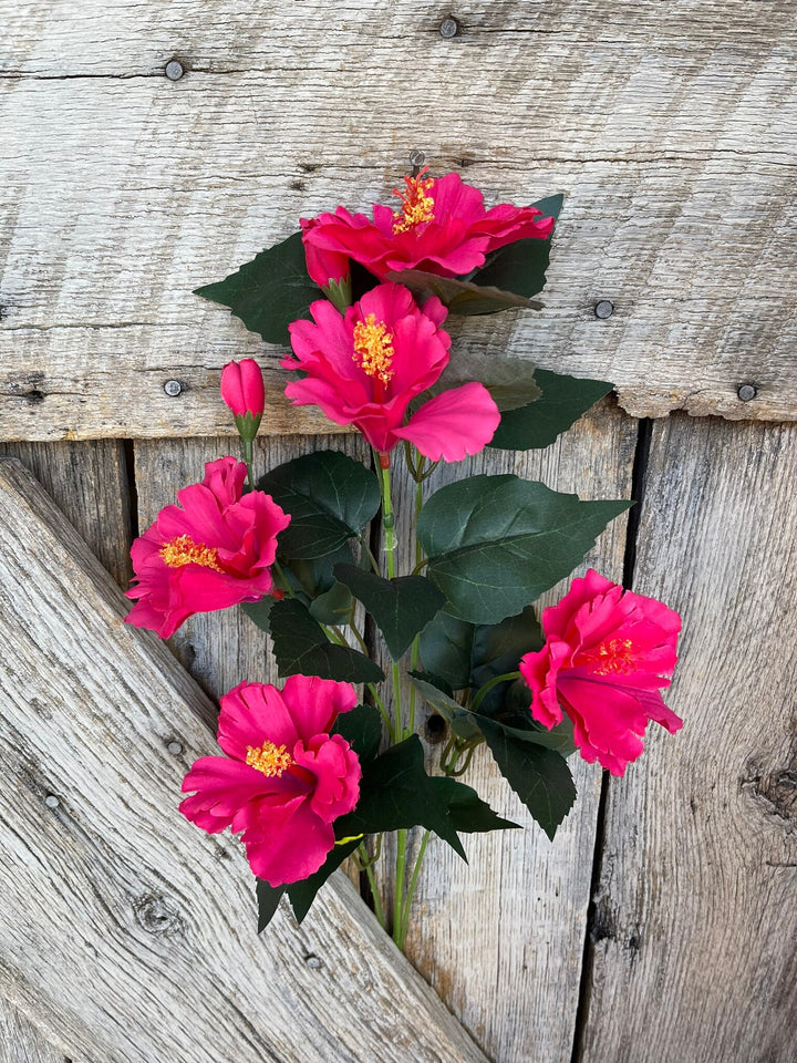 28" Hot Pink Hibiscus Stem, Artificial Stem, Hibiscus Spray