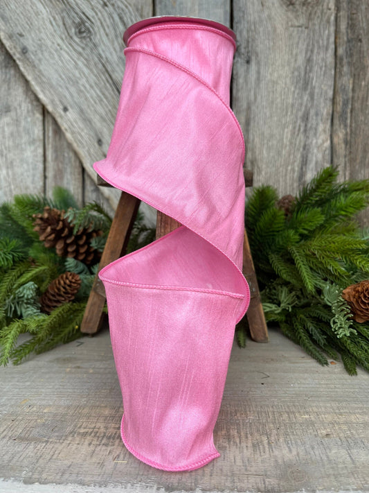 4" Bubblegum Pink Ribbon, Wired Ribbon, pink ribbon