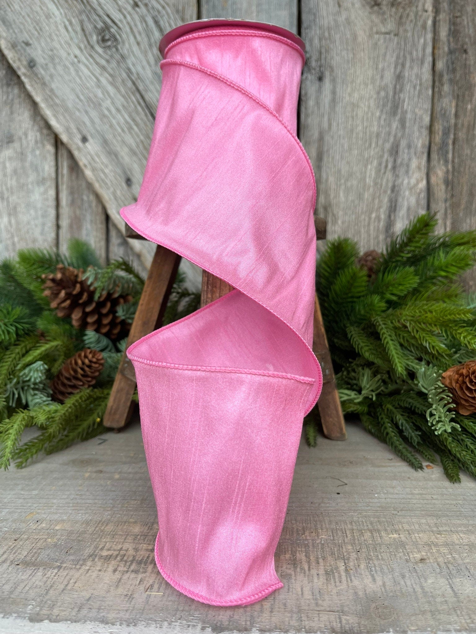 4" Bubblegum Pink Ribbon, Wired Ribbon, pink ribbon