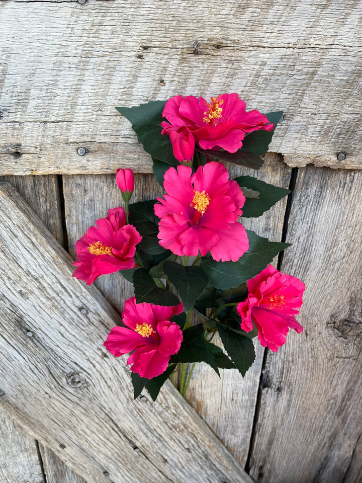 28" Hot Pink Hibiscus Stem, Artificial Stem, Hibiscus Spray