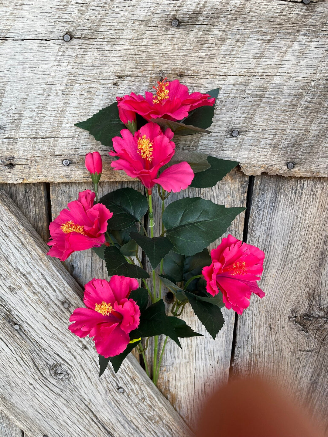 28" Hot Pink Hibiscus Stem, Artificial Stem, Hibiscus Spray
