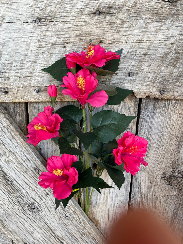 28" Hot Pink Hibiscus Stem, Artificial Stem, Hibiscus Spray