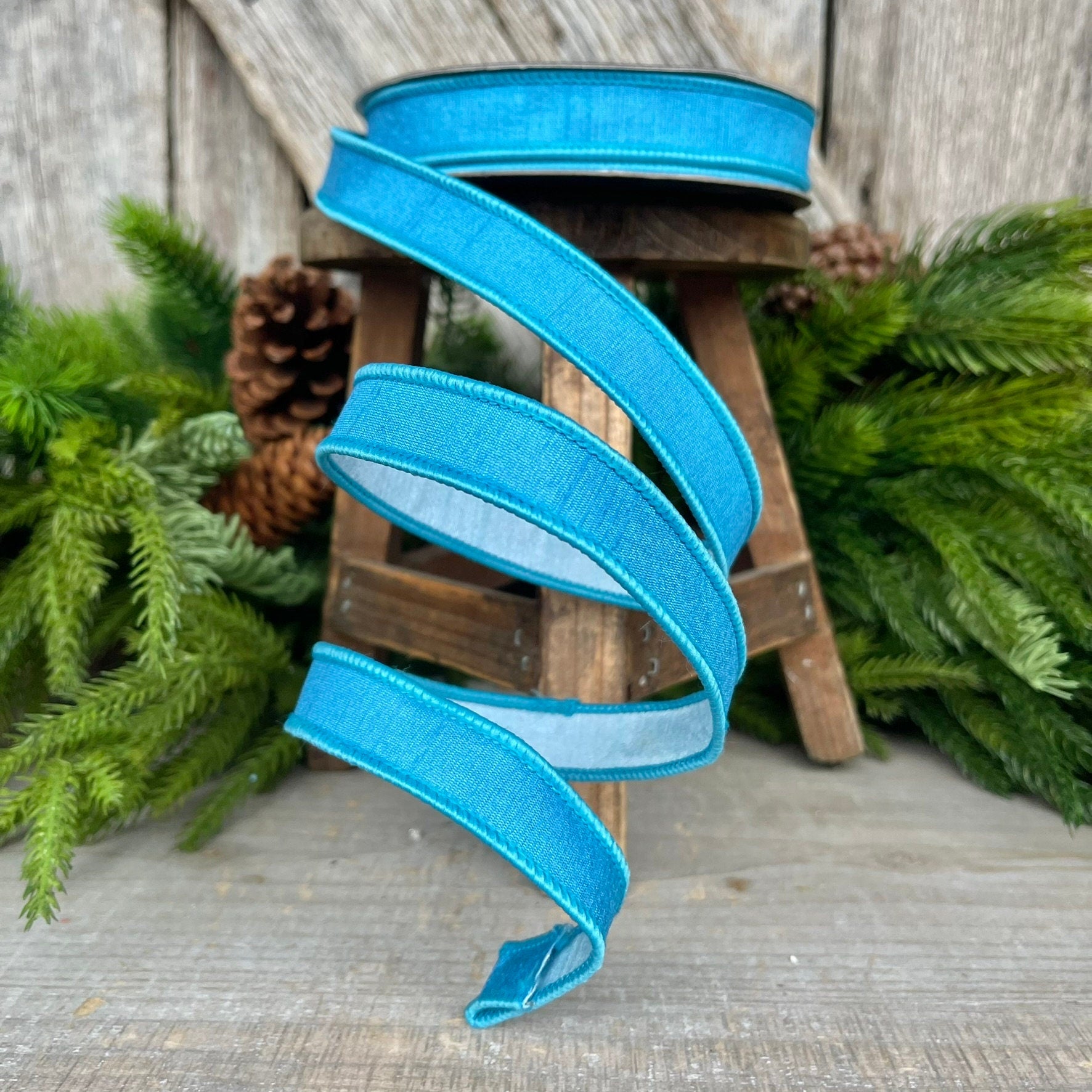 3/4 Blue Color Fusion Ribbon Farrisilk Ribbon, Wired Ribbon