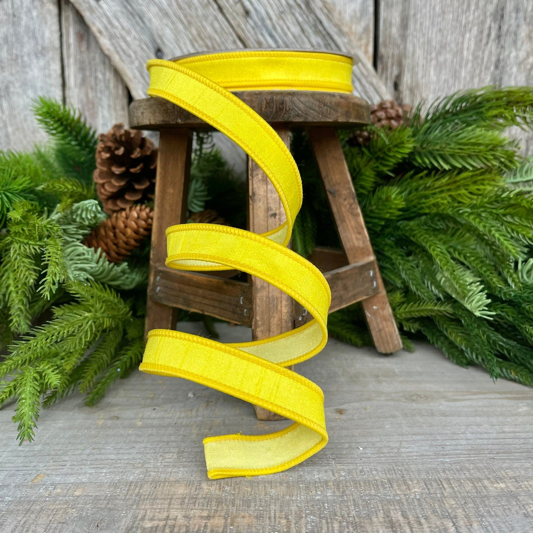 3/4 Yellow Color Fusion Ribbon Farrisilk Ribbon, Wired Ribbon, Yellow Ribbon