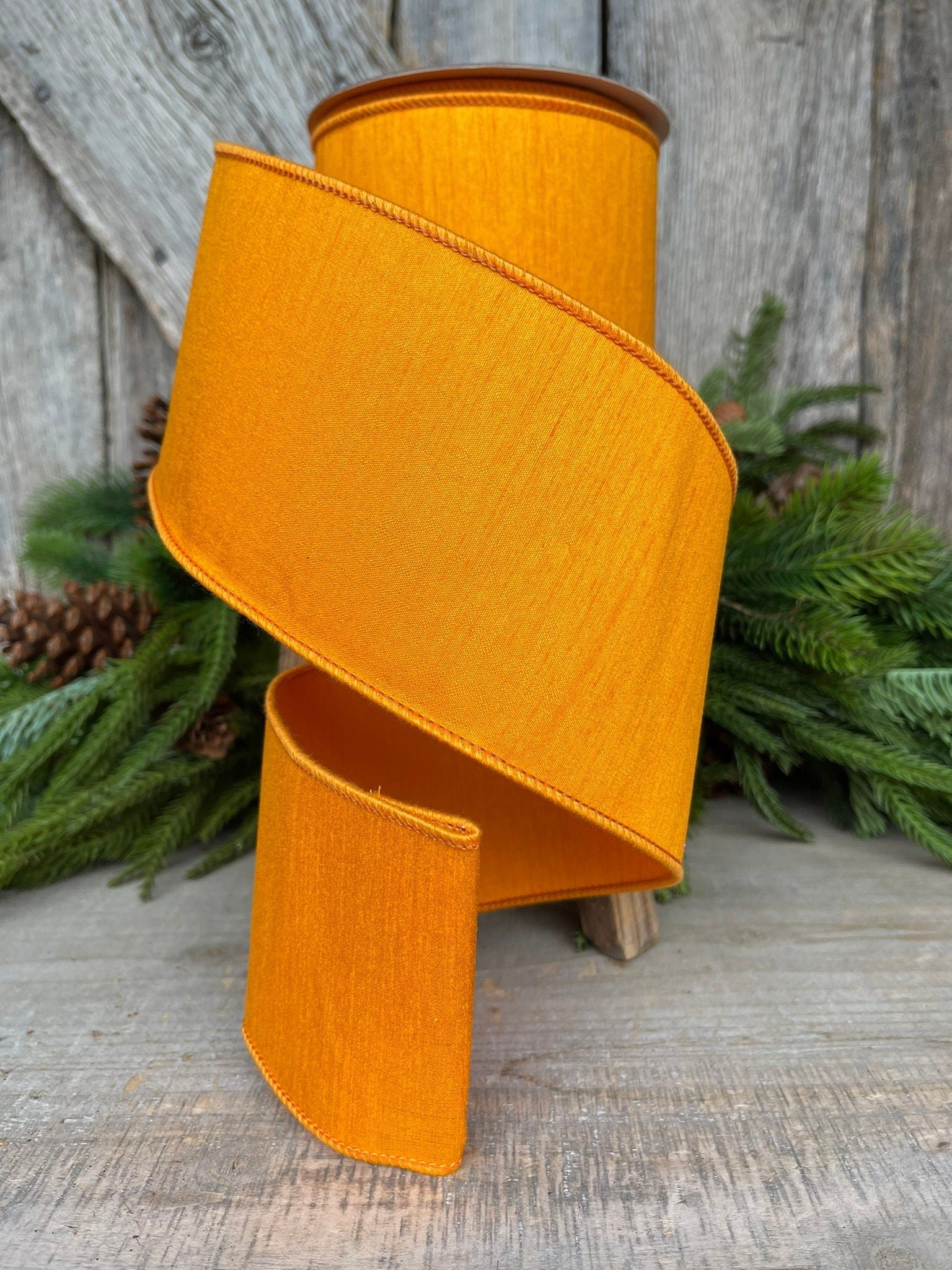 4" Orange Dupion Ribbon, Farrisilk Ribbon