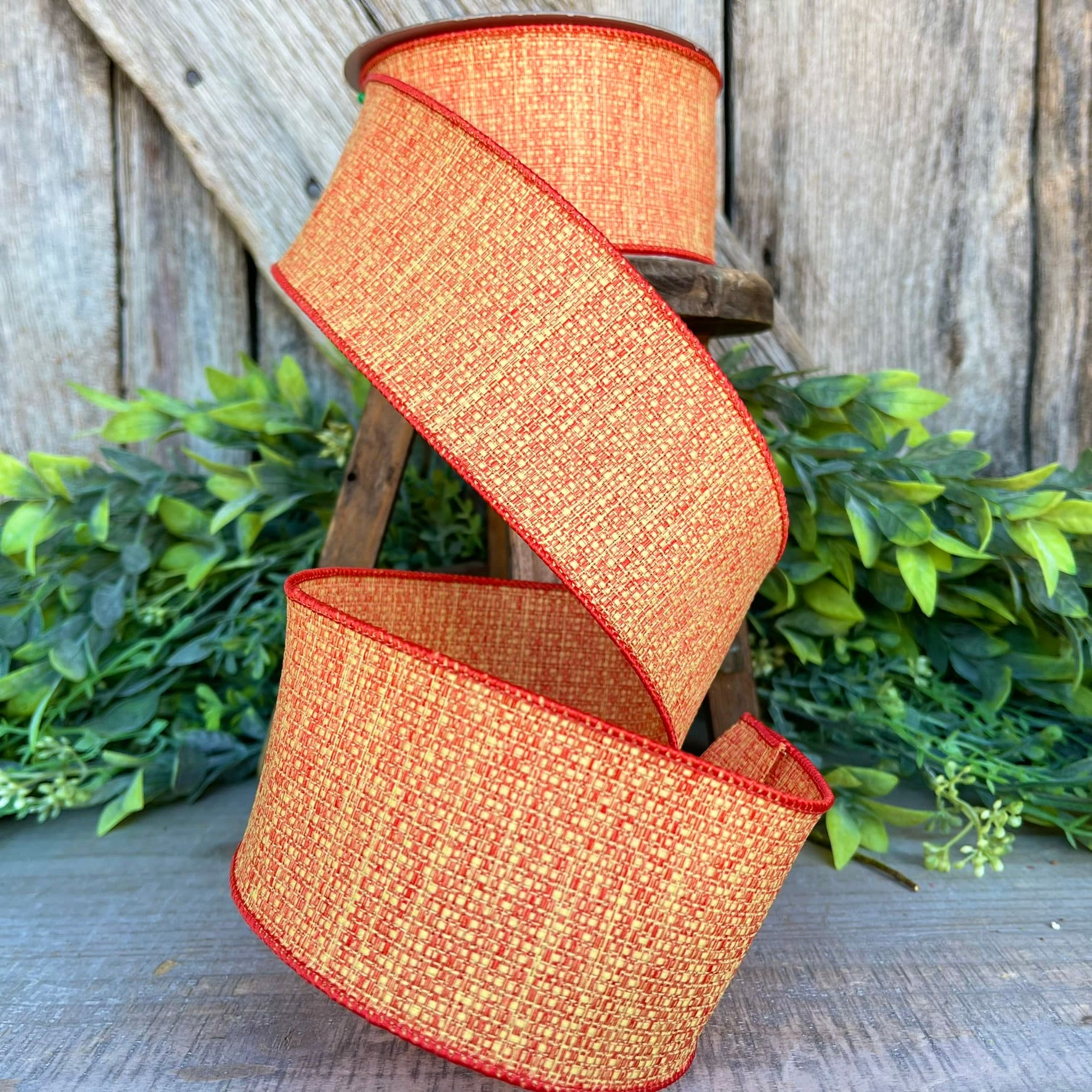 2.5" Candy Corn Tweed, Farrisilk Ribbon, Fall Ribbon