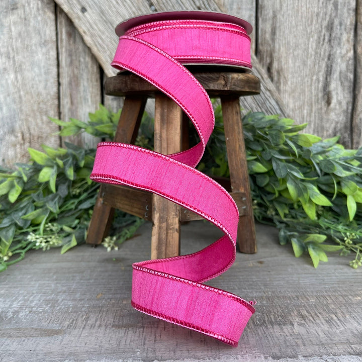 1” Pink Dupion Ribbon, Farrisilk ribbon