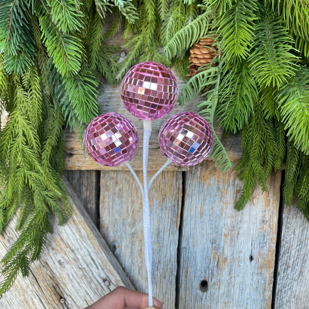 10" Pink Disco Ball Spray, Pinkmas Decor, Pink Disco Balls
