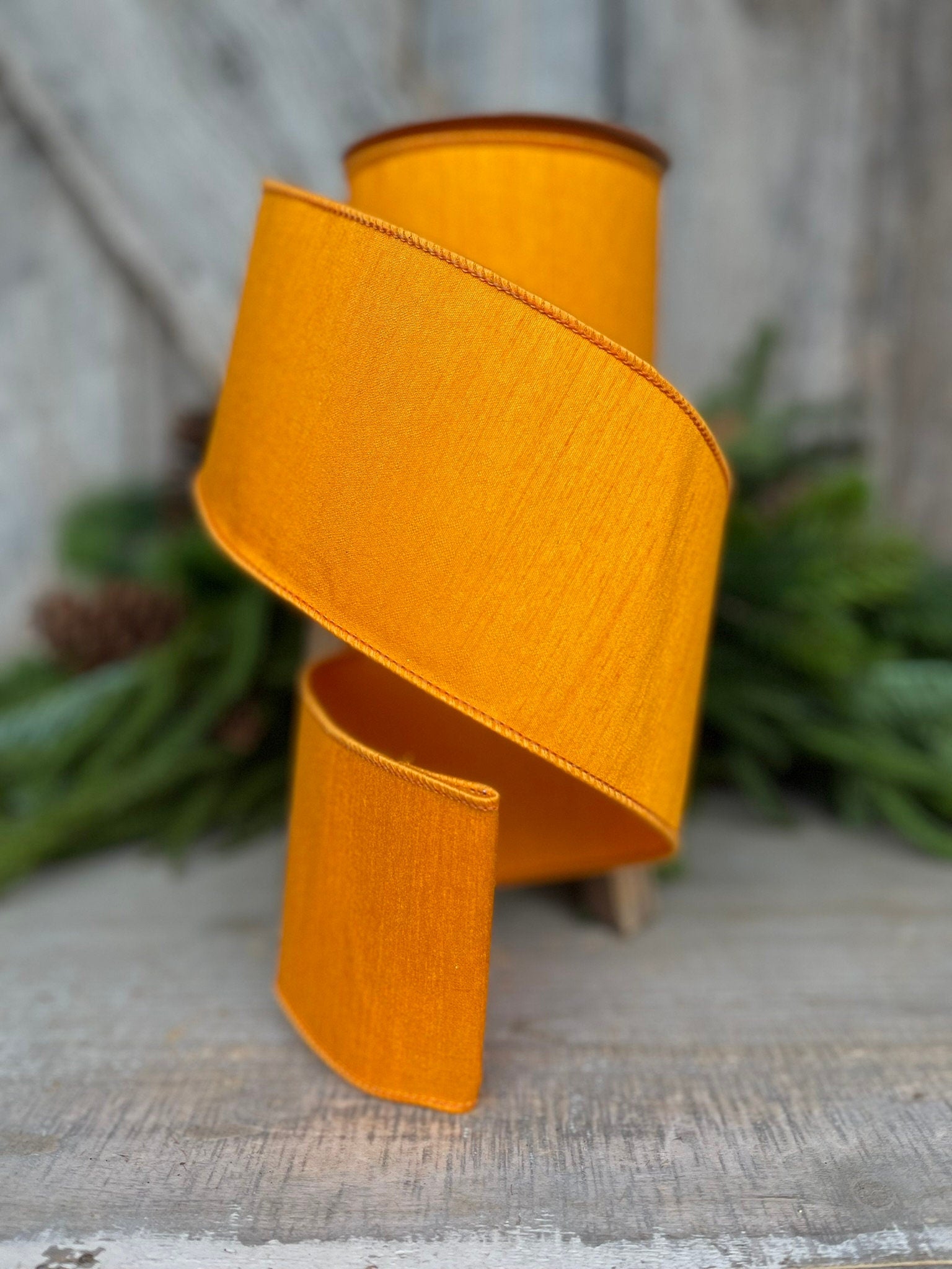 4" Orange Dupion Ribbon, Farrisilk Ribbon