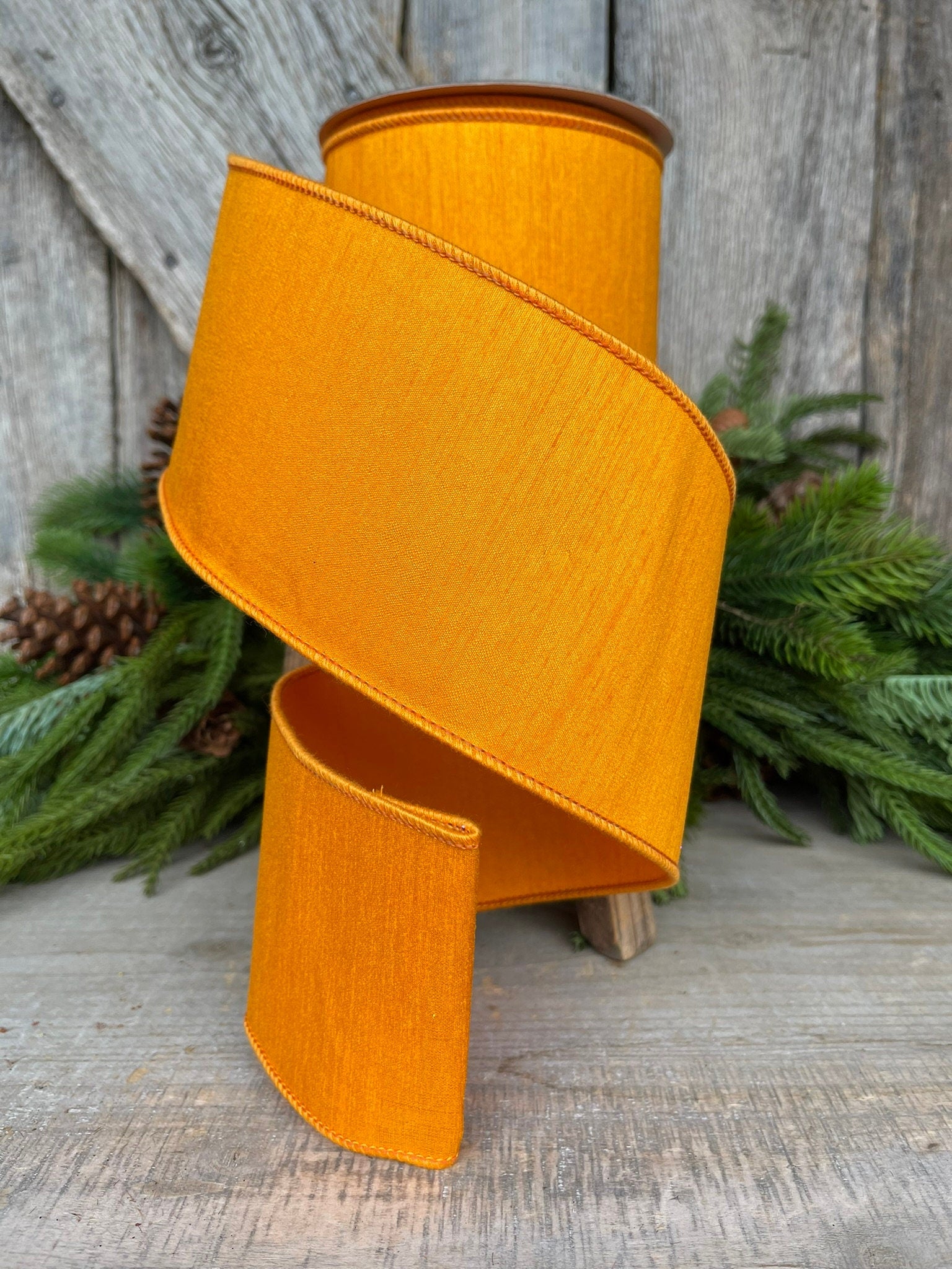 4" Orange Dupion Ribbon, Farrisilk Ribbon