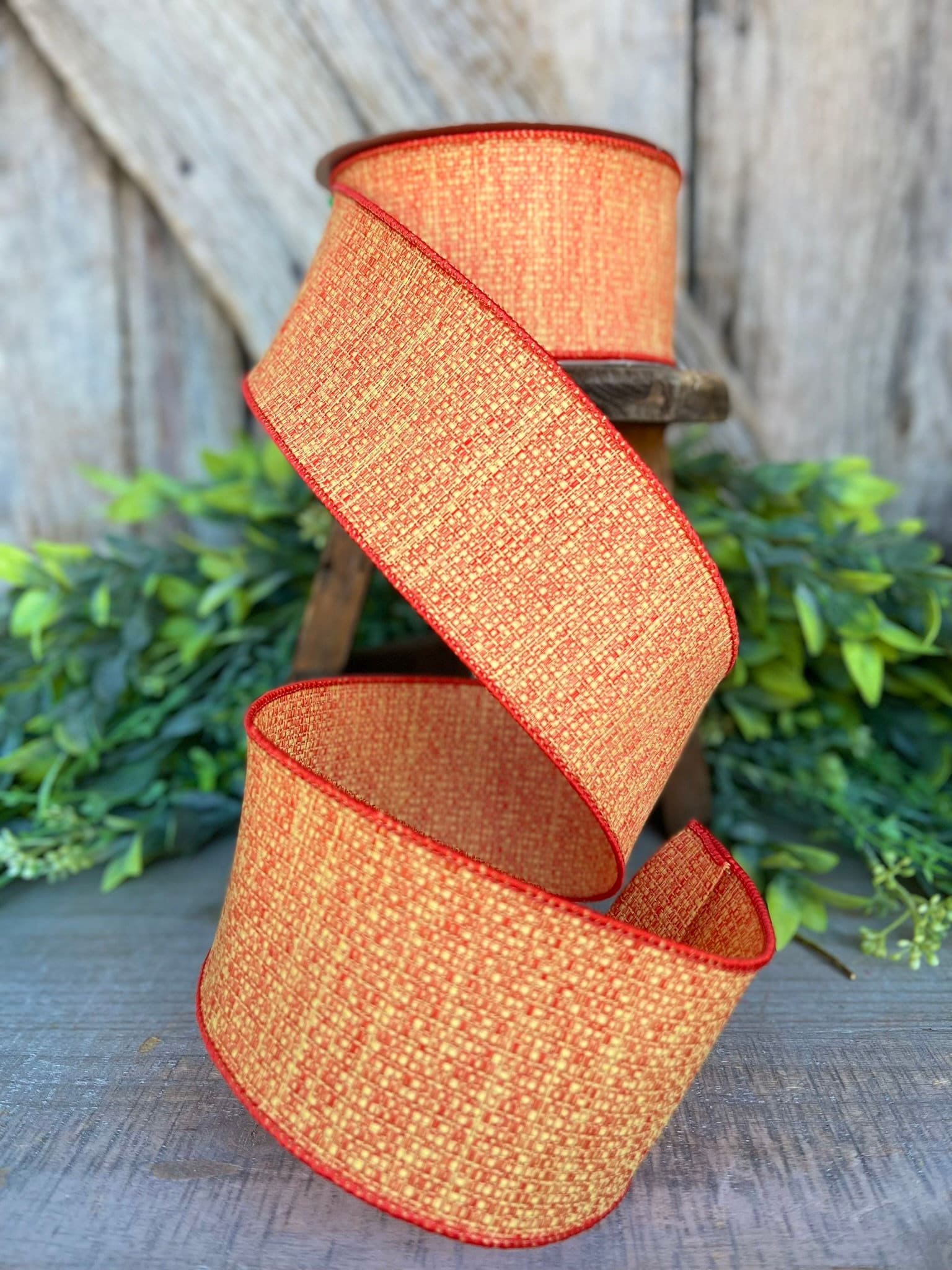 2.5" Candy Corn Tweed, Farrisilk Ribbon, Fall Ribbon