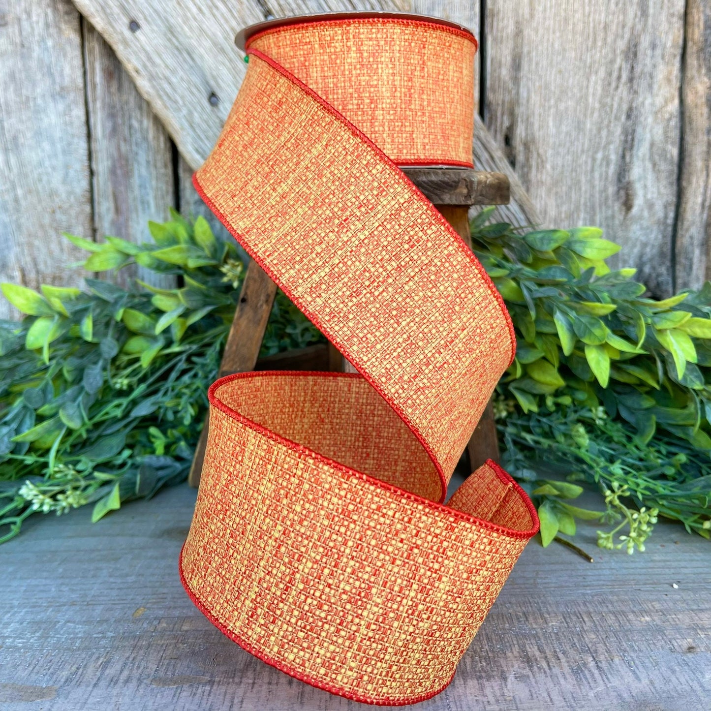 2.5" Candy Corn Tweed, Farrisilk Ribbon, Fall Ribbon