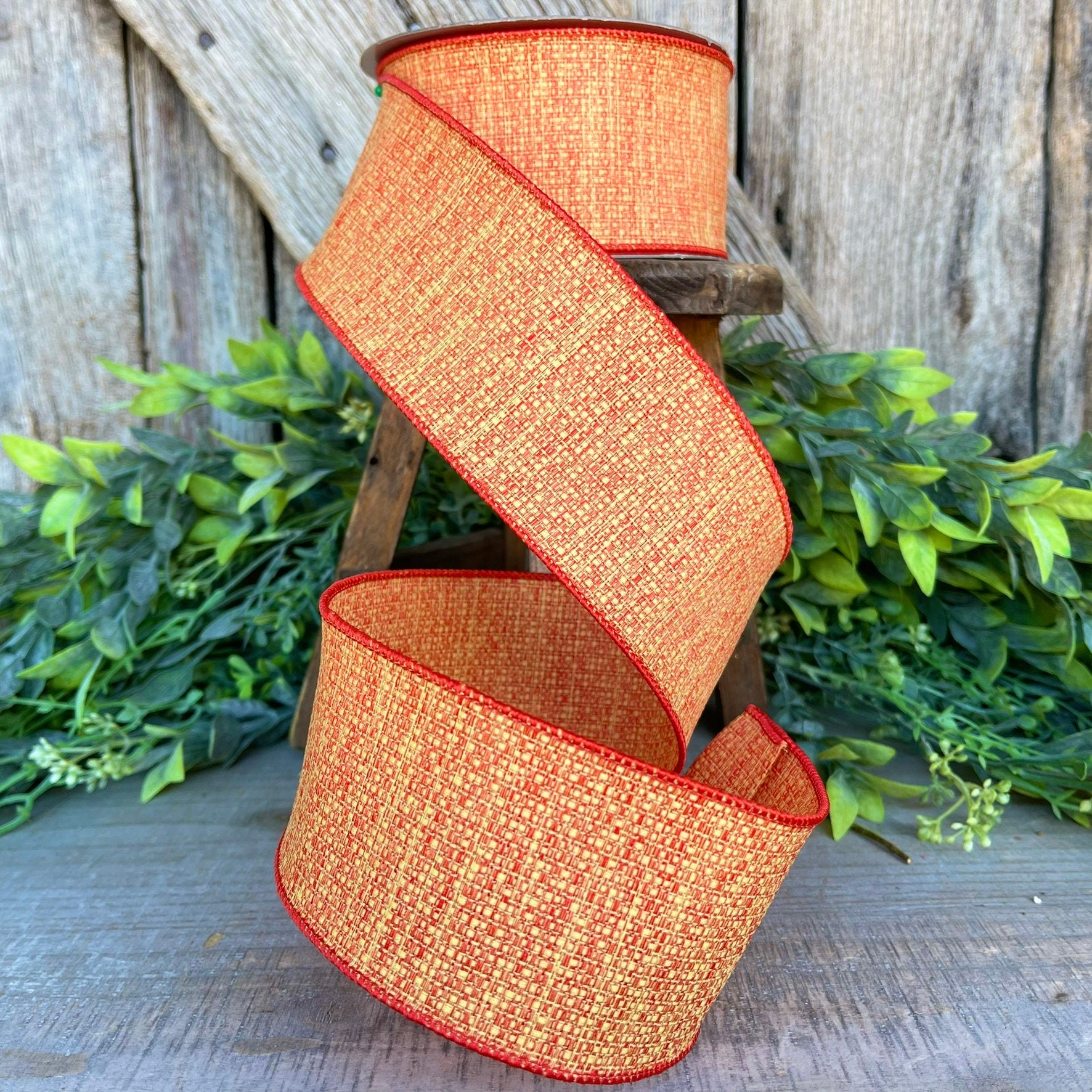 2.5" Candy Corn Tweed, Farrisilk Ribbon, Fall Ribbon