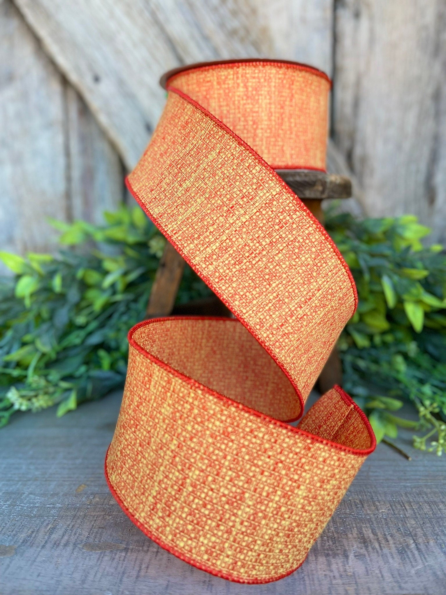 2.5" Candy Corn Tweed, Farrisilk Ribbon, Fall Ribbon