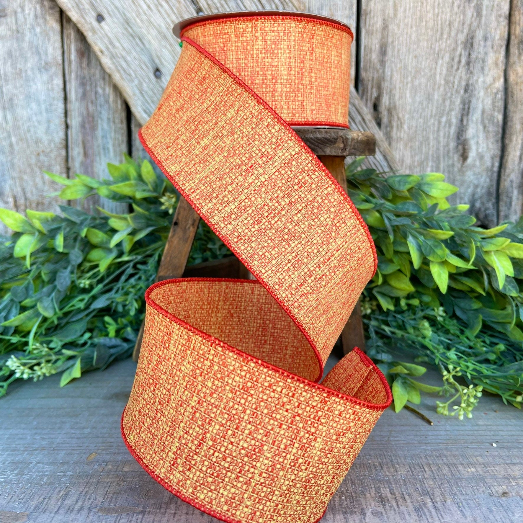 2.5" Candy Corn Tweed, Farrisilk Ribbon, Fall Ribbon