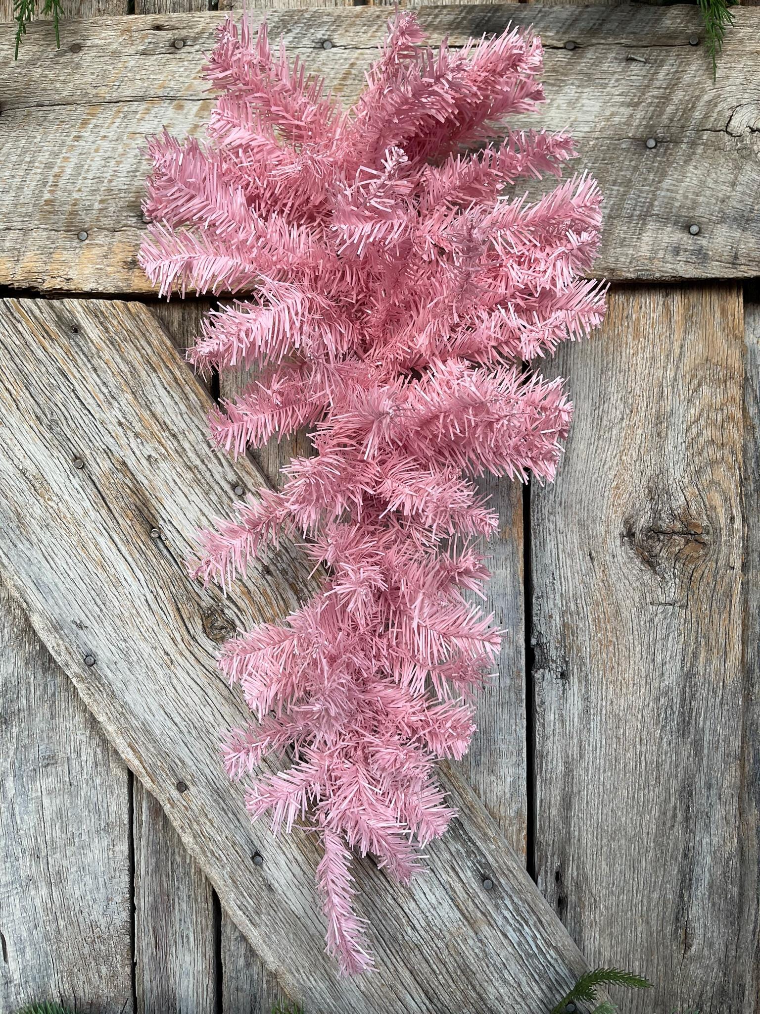24" Pink Teardrop Swag, Artificial Pine Swag, Wreath Base
