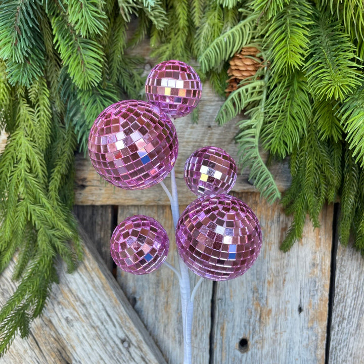 16" Pink Disco Ball Spray, Pinkmas Decor, Pink Disco Balls