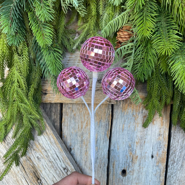 10" Pink Disco Ball Spray, Pinkmas Decor, Pink Disco Balls