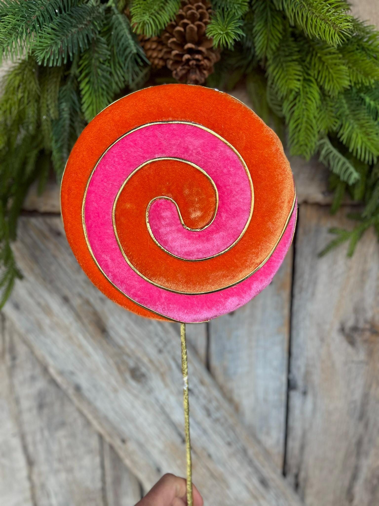 23" Halloween Lollipop, Pink Orange Lollipop, Halloween Floral Pick