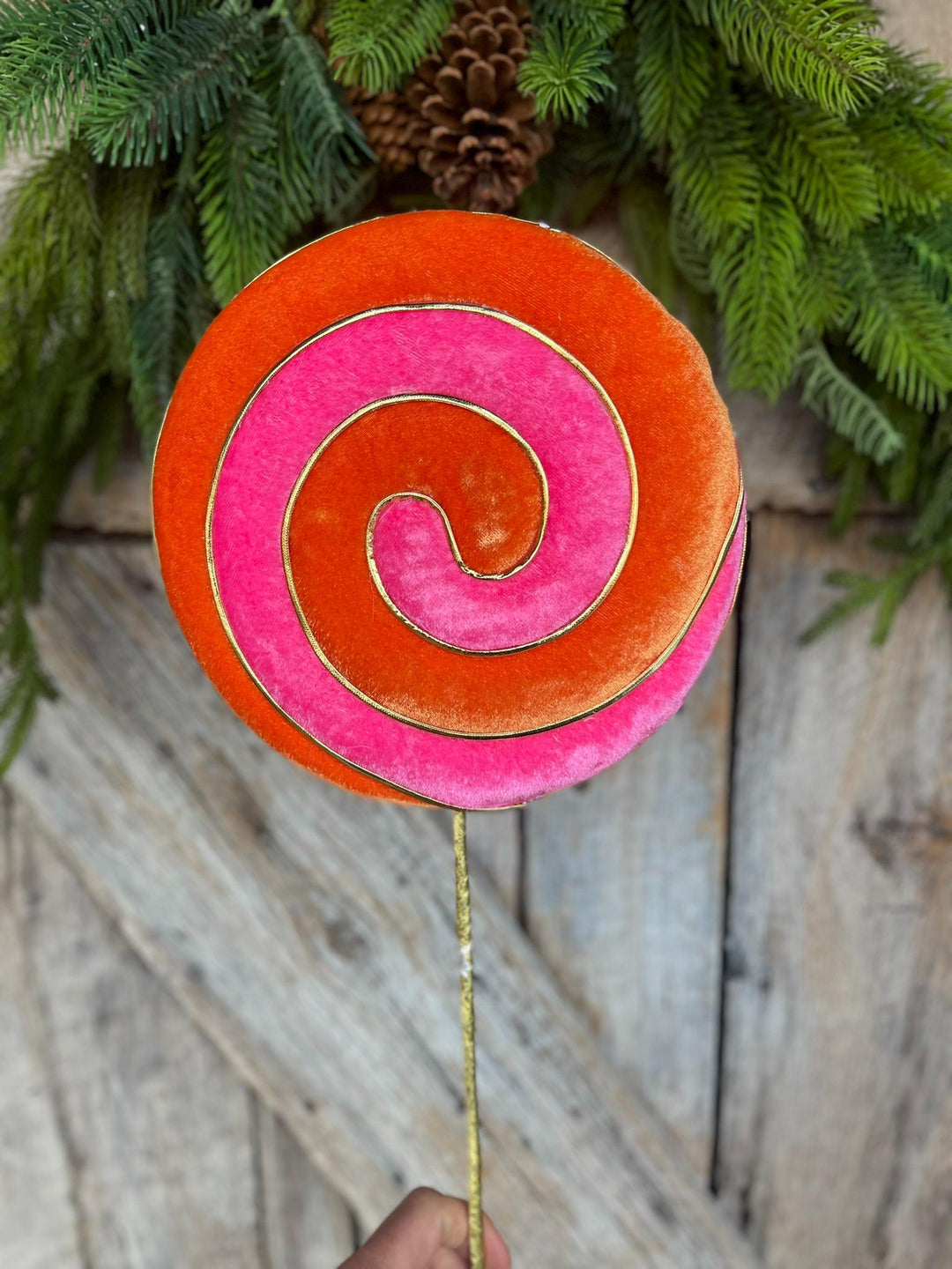 23" Halloween Lollipop, Pink Orange Lollipop, Halloween Floral Pick