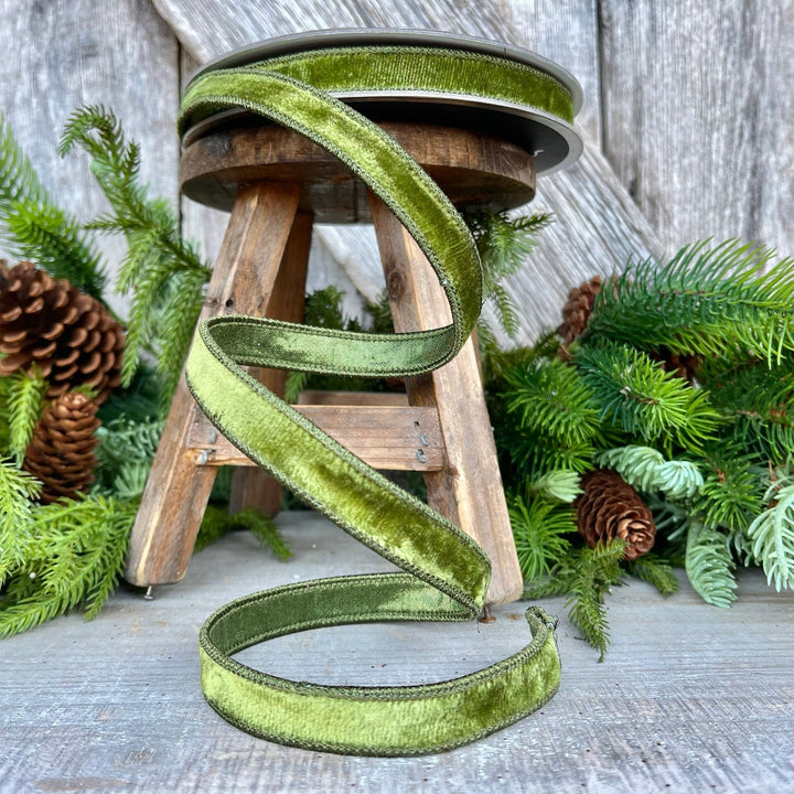 3/4" Forest Green Velvet Ribbon, Farrisilk Ribbon