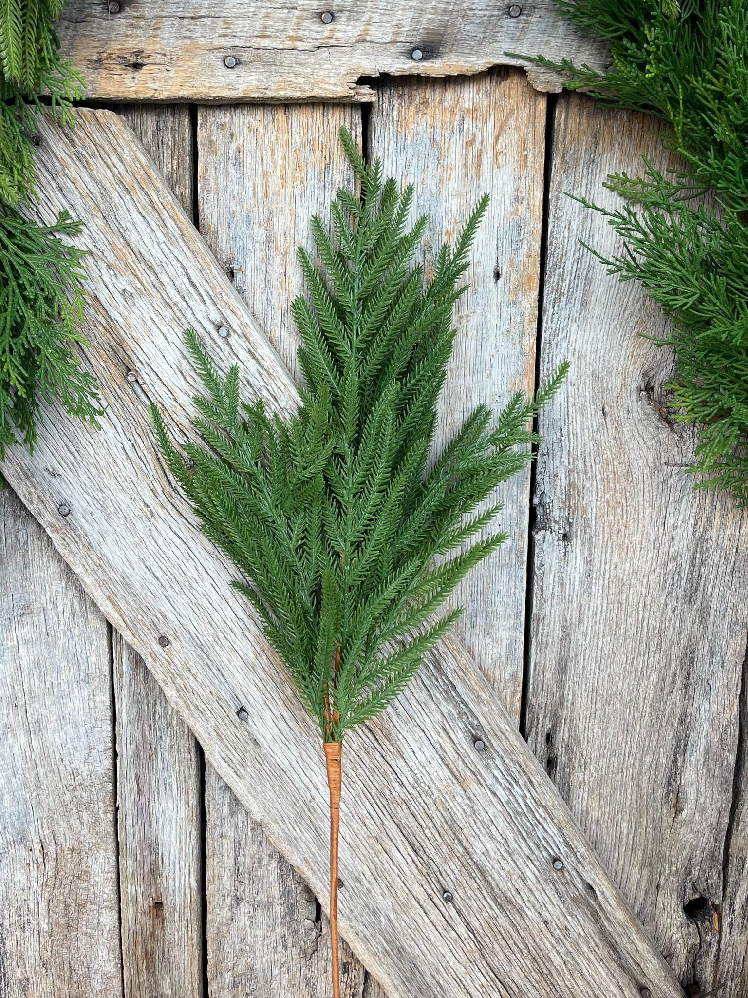 27" Norfolk Pine Spray, Real Touch Norfold Pine, Artificial Pine Spray