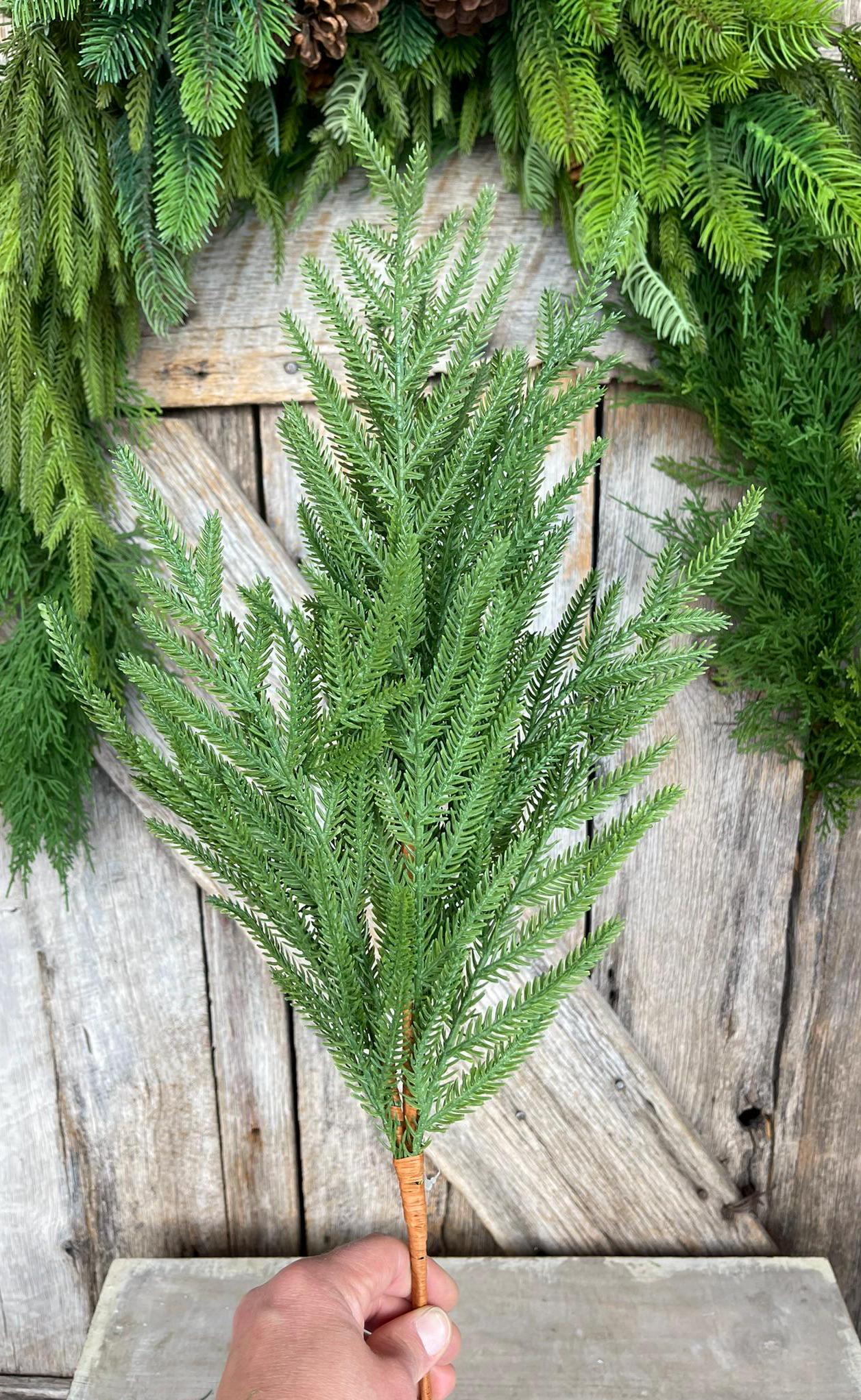 27" Norfolk Pine Spray, Real Touch Norfold Pine, Artificial Pine Spray