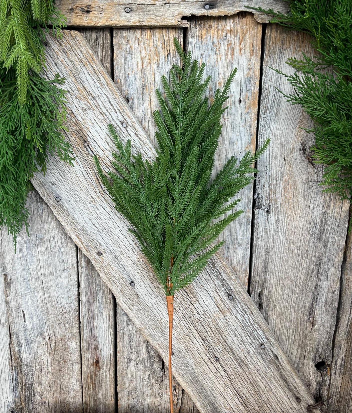 27" Norfolk Pine Spray, Real Touch Norfold Pine, Artificial Pine Spray