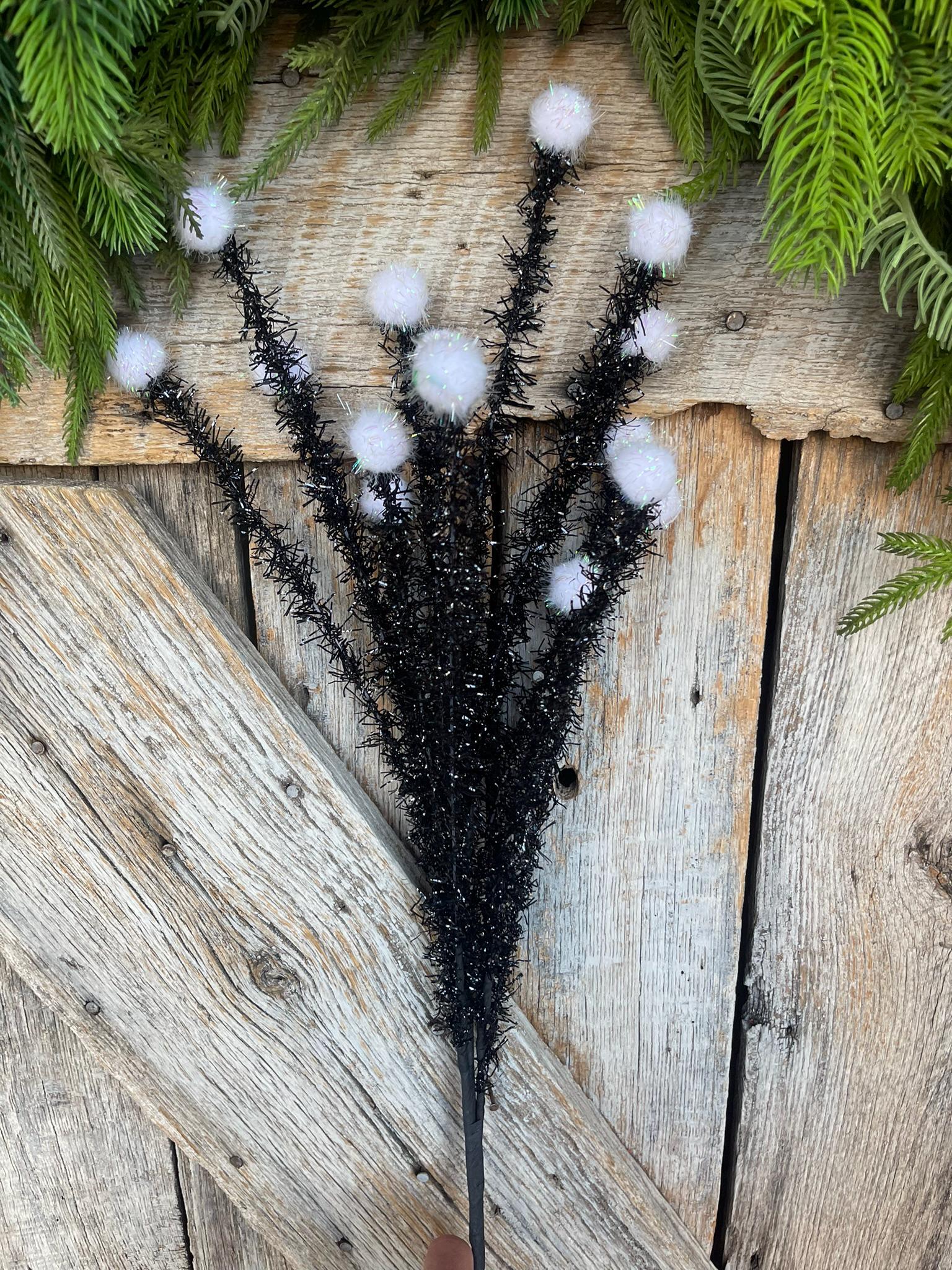 34" Black White Halloween Spray, Halloween Picks and Stems