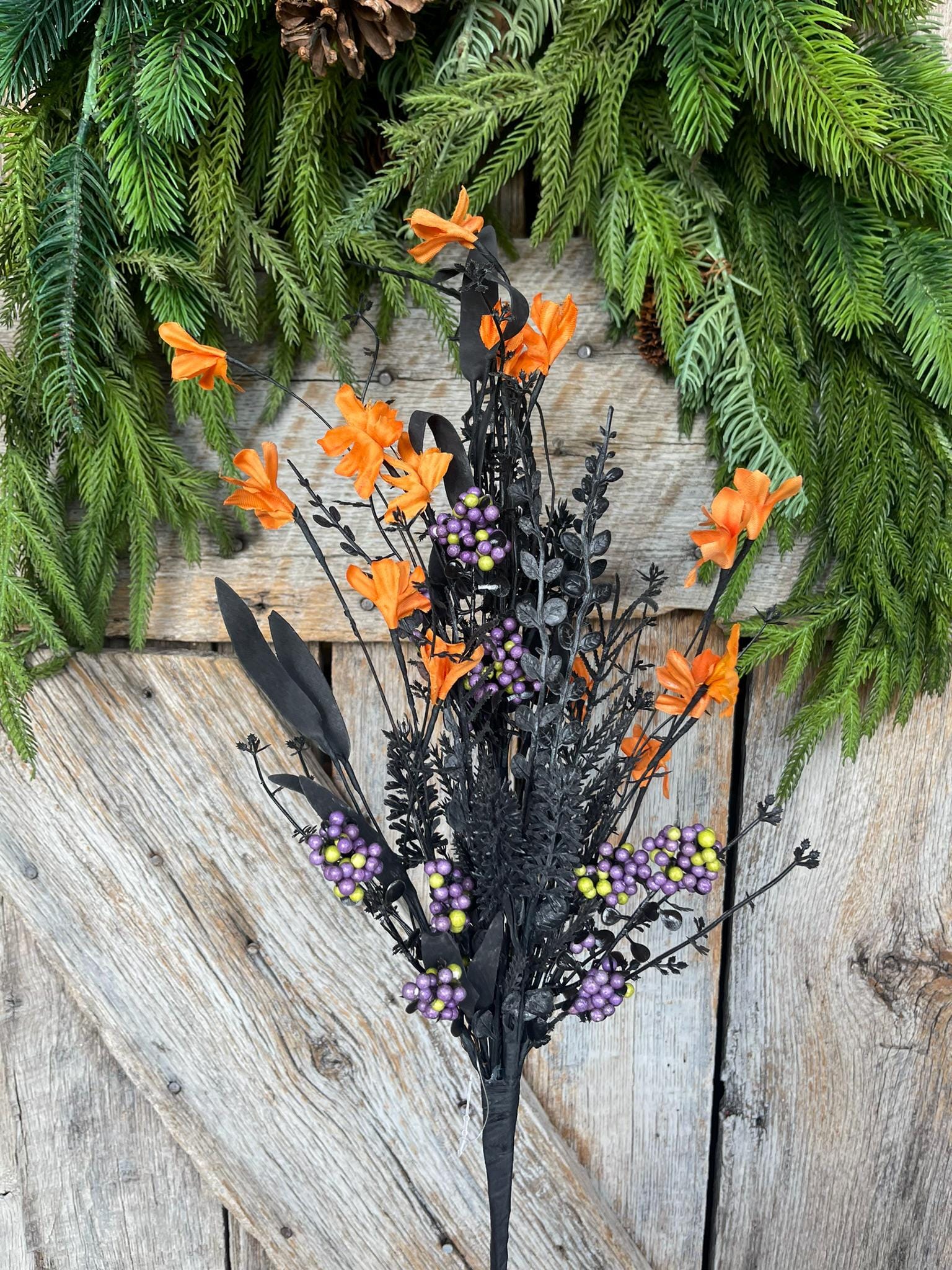 24" Halloween Spray, 60919, Orange MIxed Leaf Spray