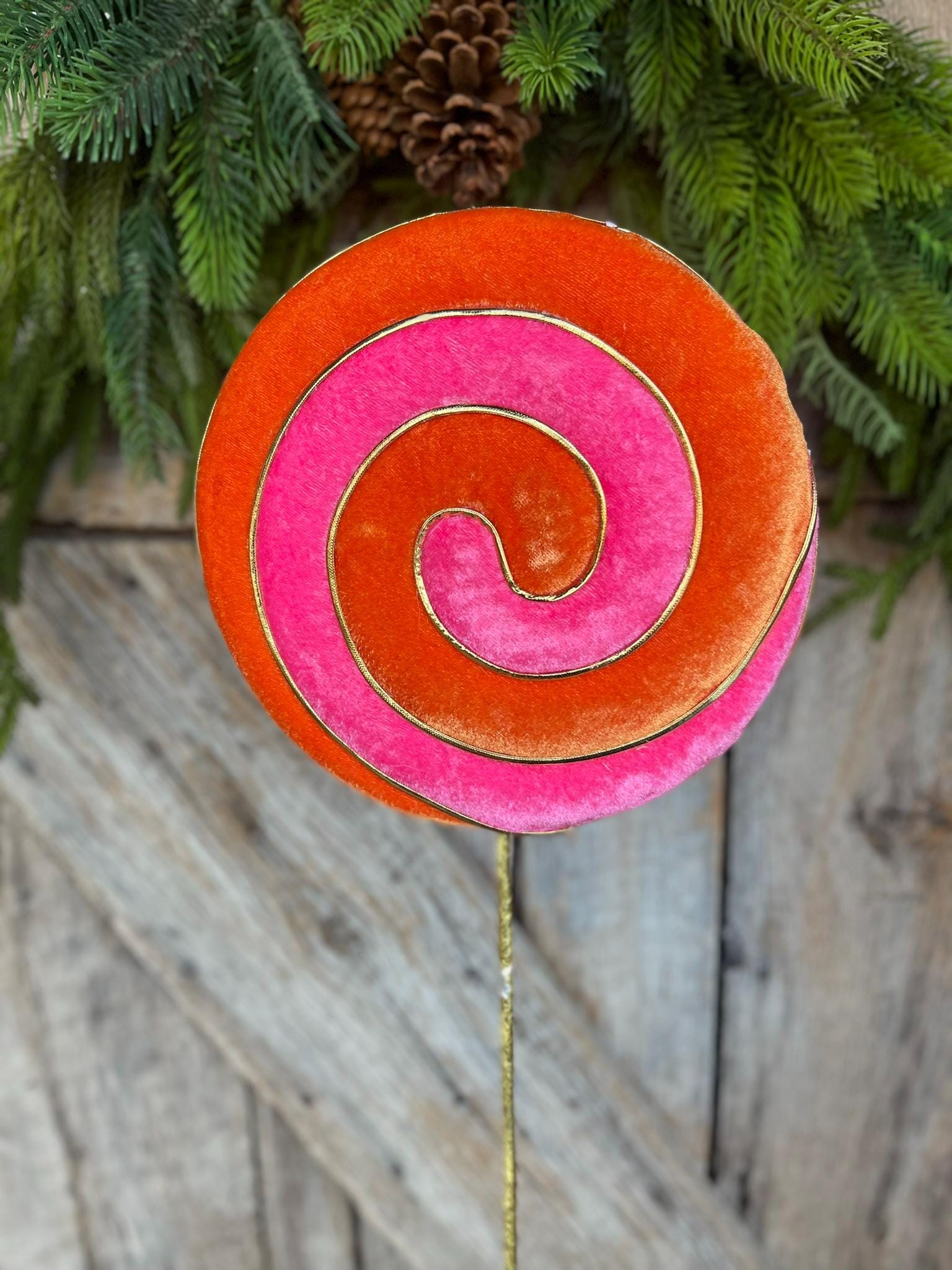 23" Halloween Lollipop, Pink Orange Lollipop, Halloween Floral Pick