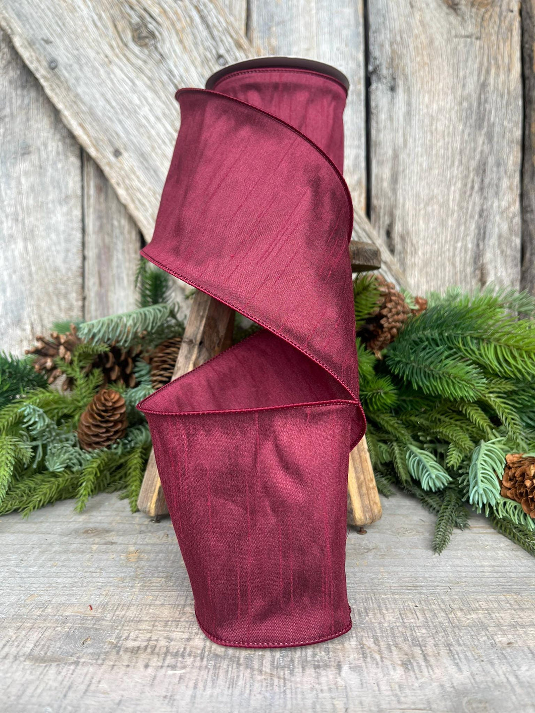 4" Burgundy Ribbon, Dupion Ribbon