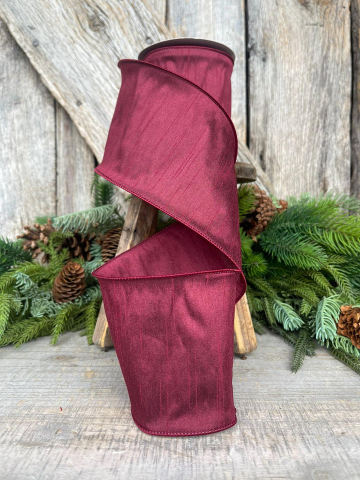4" Burgundy Ribbon, Dupion Ribbon