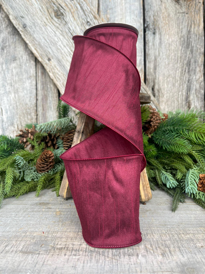 4" Burgundy Ribbon, Dupion Ribbon