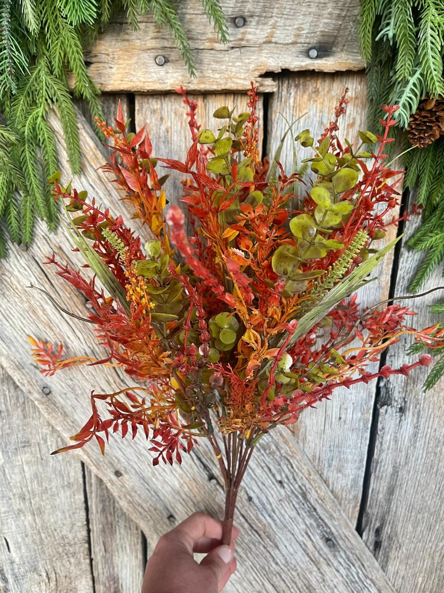 17.5" Fall Greenery Bush, Autum Plastic Greenery Bush, Wreath Filler