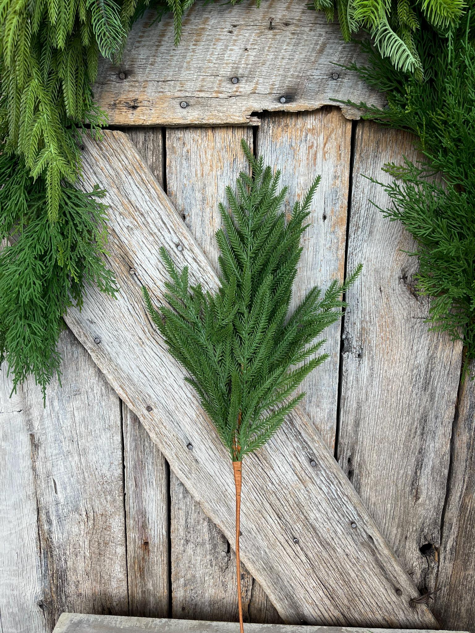 27" Norfolk Pine Spray, Real Touch Norfold Pine, Artificial Pine Spray