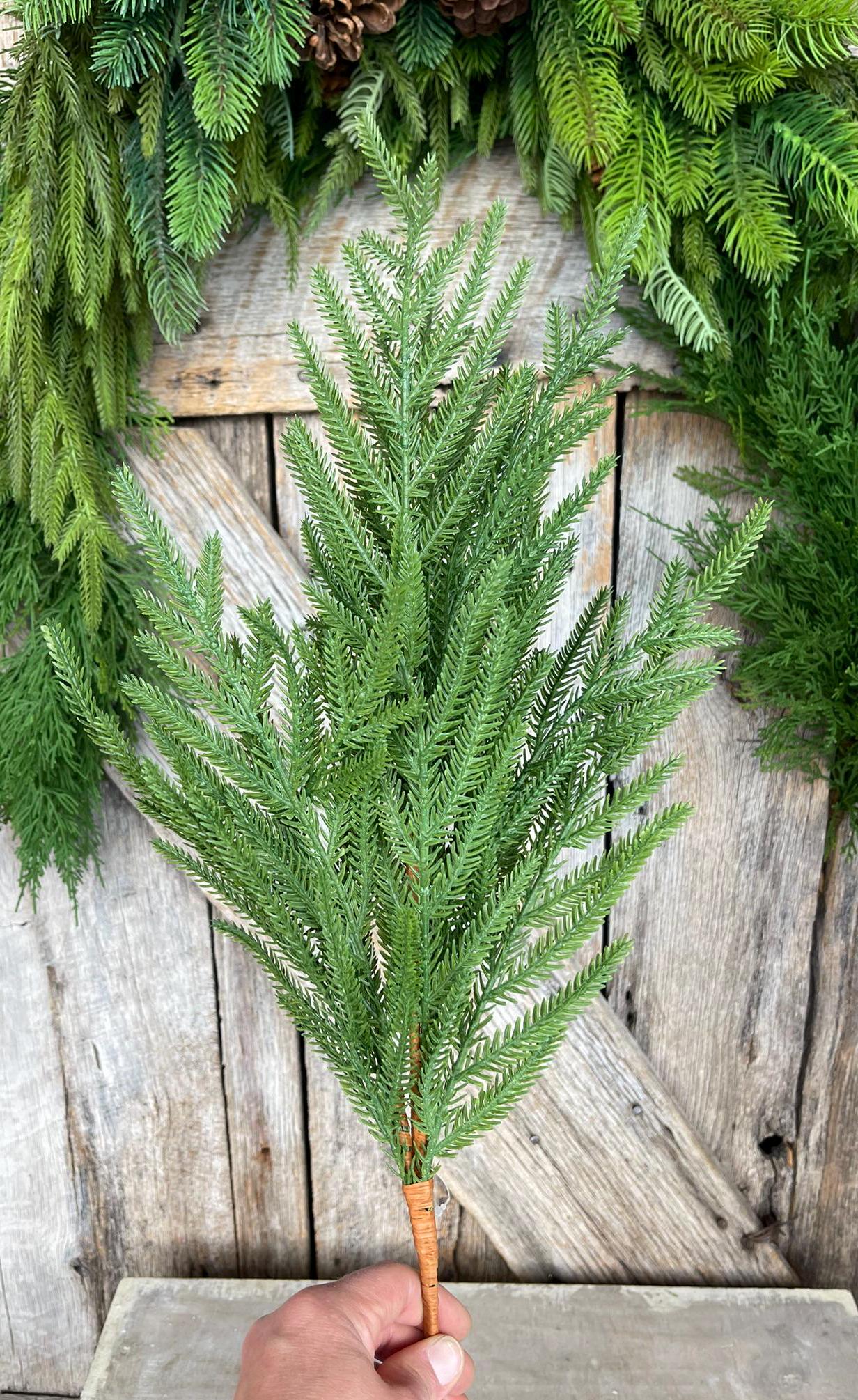 27" Norfolk Pine Spray, Real Touch Norfold Pine, Artificial Pine Spray