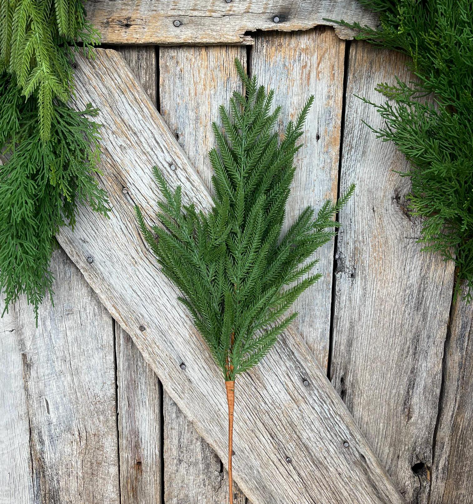 27" Norfolk Pine Spray, Real Touch Norfold Pine, Artificial Pine Spray